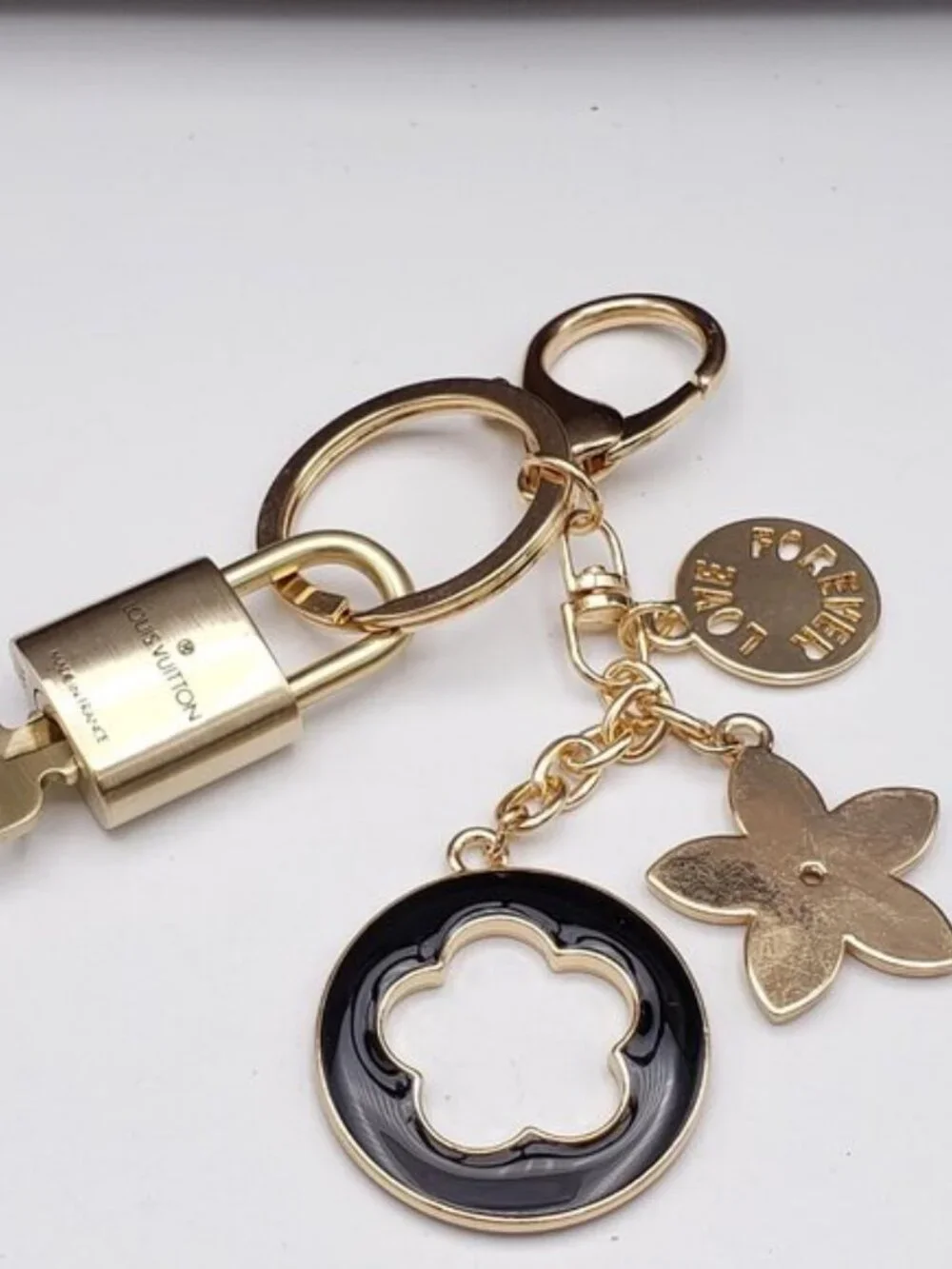 Authentic Louis Vuitton Gold Lock & Key 🔑 Bag Charm w/ Unbranded Flower Charm